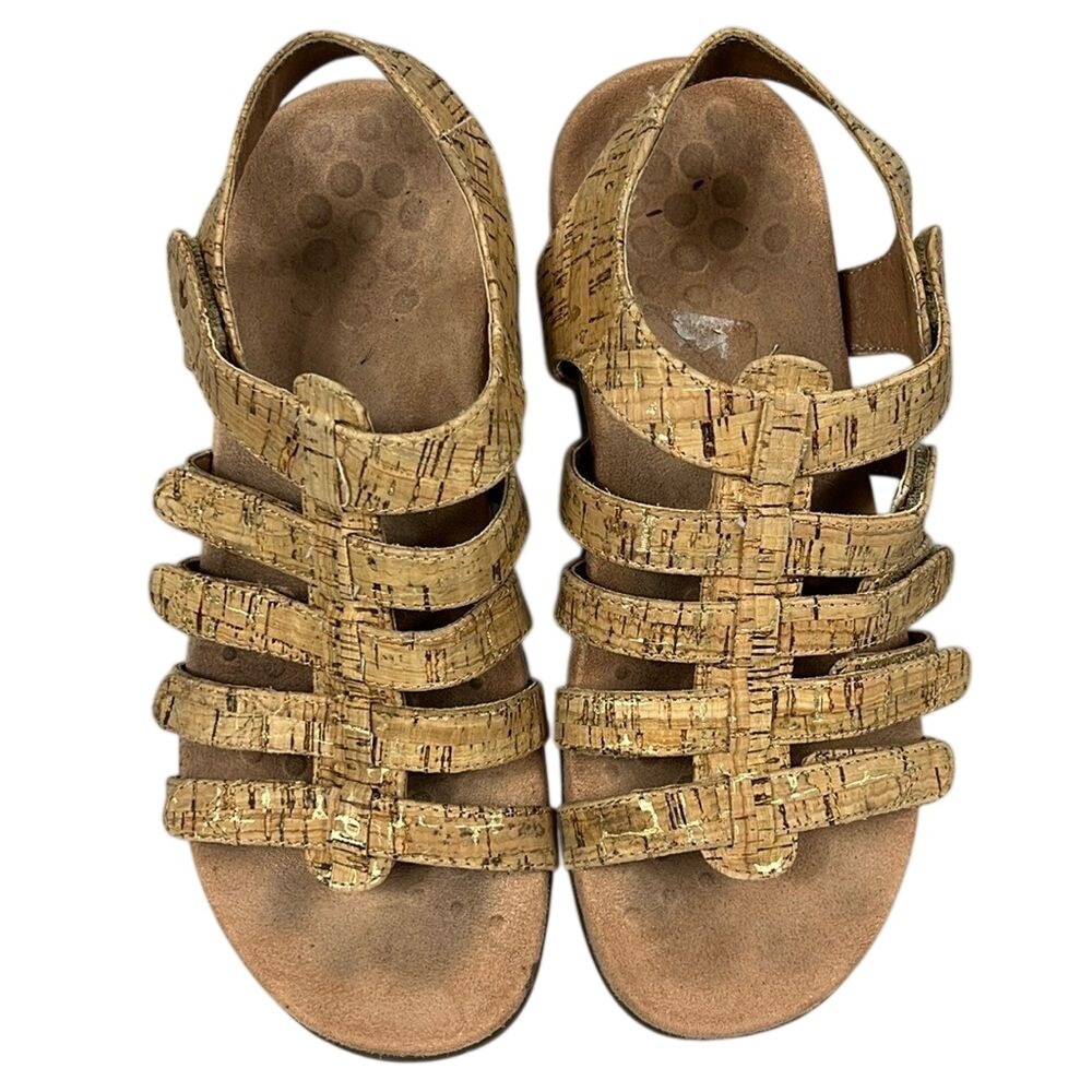 Vionic Harissa Sandals Corkā Straps Womens Size 7 Tan Low Heel